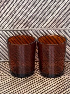 Dark Amber Glass Votive Candle Holders- Home Accents